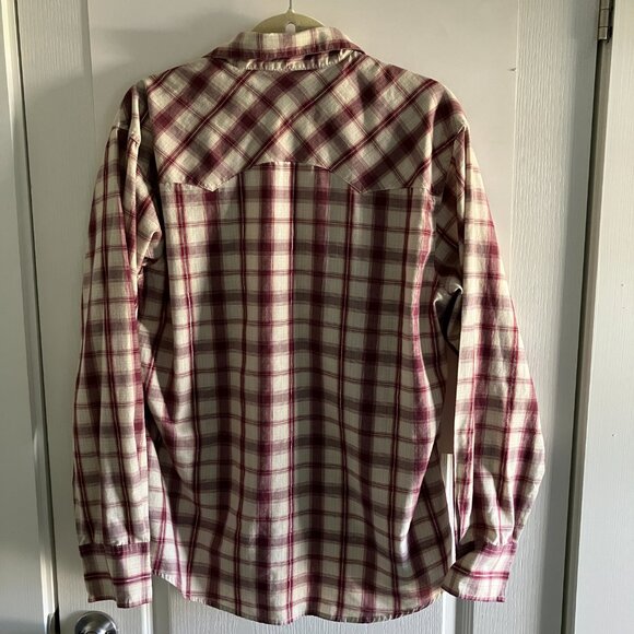 Wrangler Wrancher Shirt Men’s Large Pearl Snap Long Sleeve Maroon Western Wear. - Picture 8 of 12